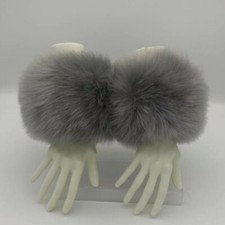 Lady Faux Fur Cuffs Warmer Plush Wrist Protector Sleeves Solid Color Winter Soft