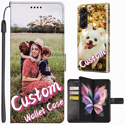 Personalized Flip Wallet Leather Case Cover Custom For Galaxy Z Fold 3 4 5 6 7