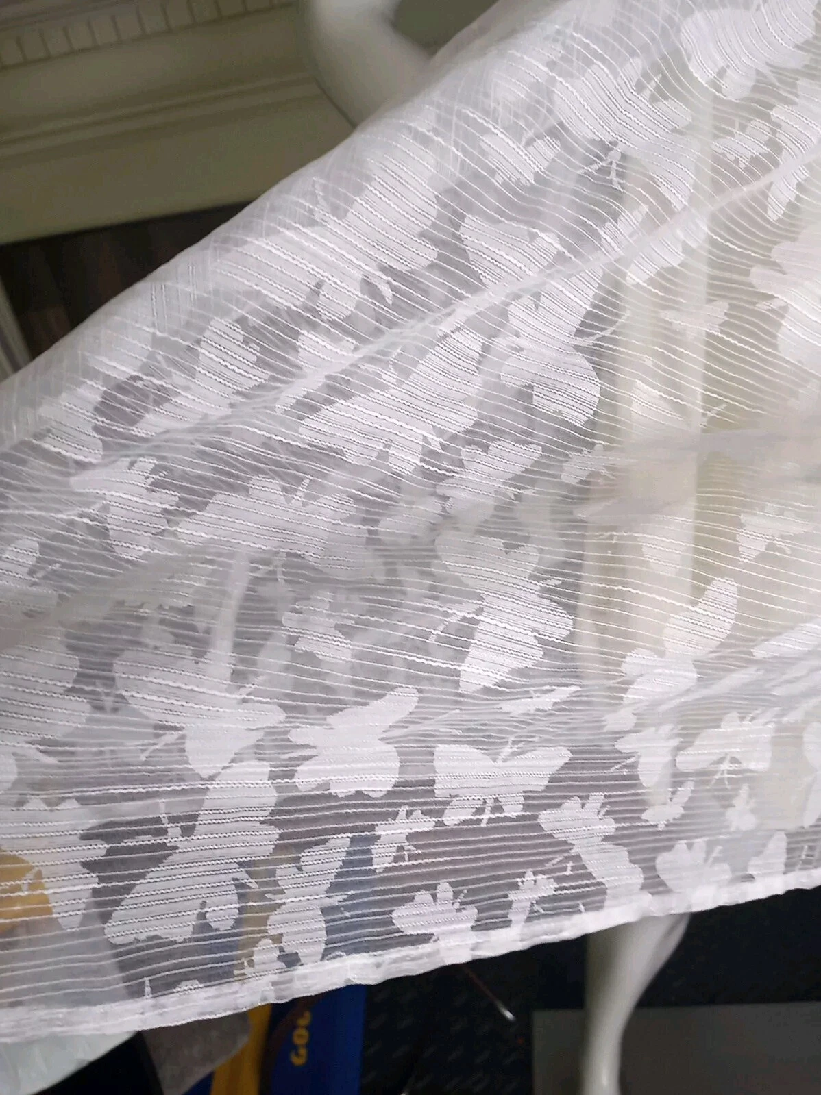 OFF WHITE Abito a farfalla bianco SHEIN Belle collo quadrato manica puff jacquard off