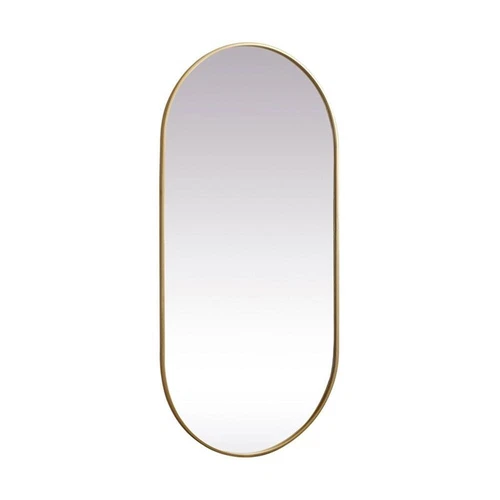 Elegant Decor Asha 30x60" Oval Modern Metal Wall-Mounted Mirror in Brass - Picture 4 of 11