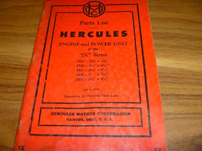 Hercules JXA JXB JXC JXD JXG Engine & Power Unit Parts Catalog Manual