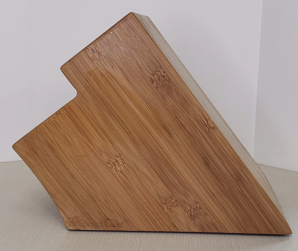 The Pampered Chef Knife Block Holder Bamboo Wooden Large 16 Slot Retired - Image 4 of 4