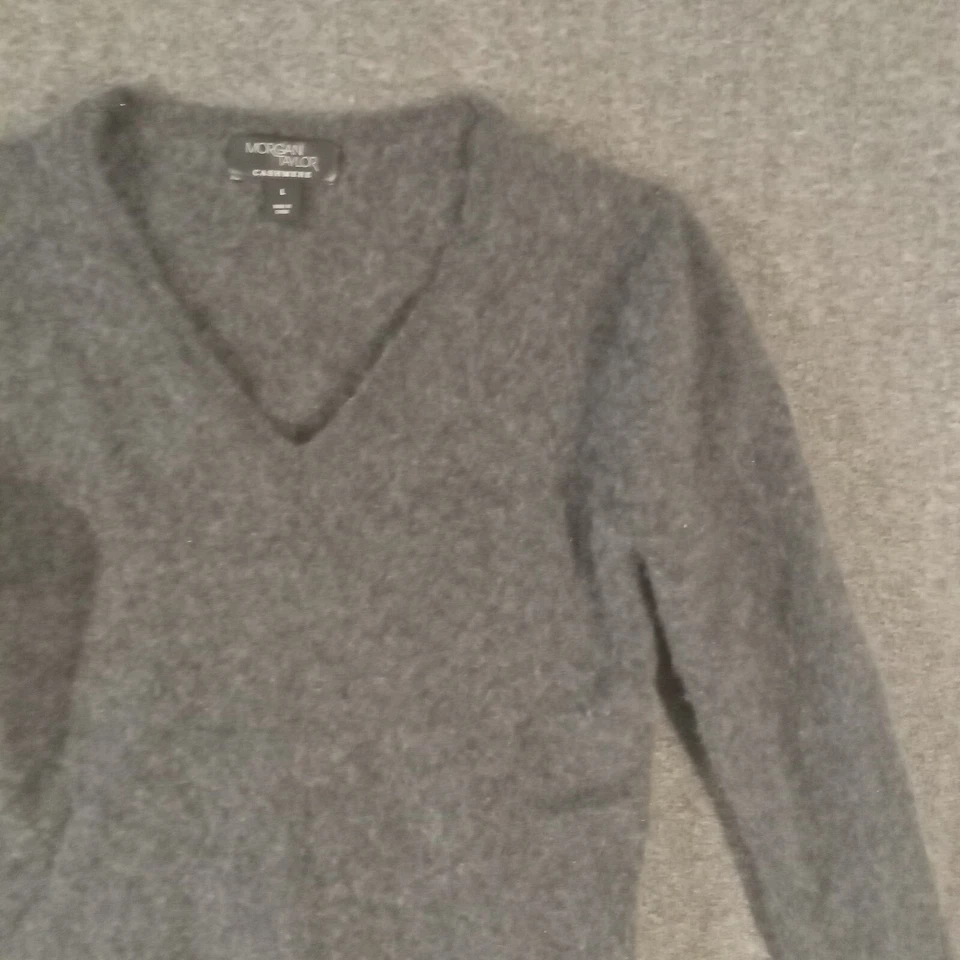 Morgan Taylor Cashmere Sweater Pullover V-neck Long Sleeve Girls Large Gray - Image 3 of 4