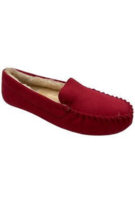 Floopi Women's Lily Moccasin Faux Suede Slipper Red