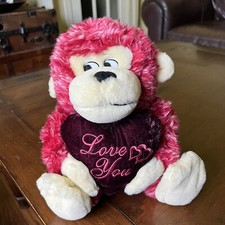 Dan Dee Collectors Choice Pink Monkey Plush Love You Heart Toy