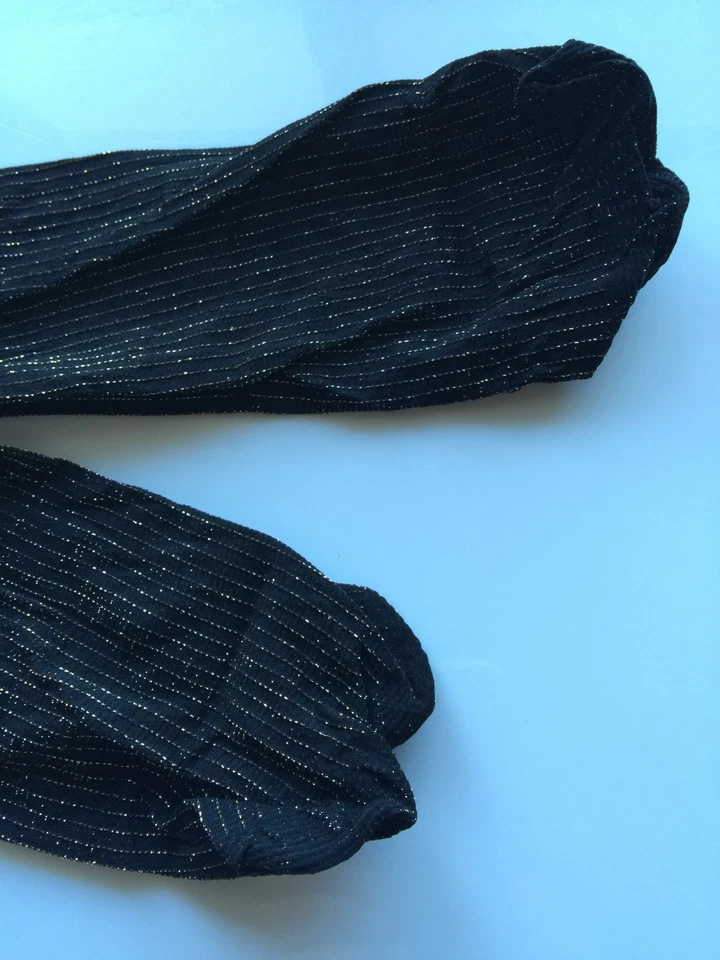 NUEVAS Medias Medias Medias Brillantes Brillantes Brillantes Rayas Fiesta Negras Foto 3 de 4