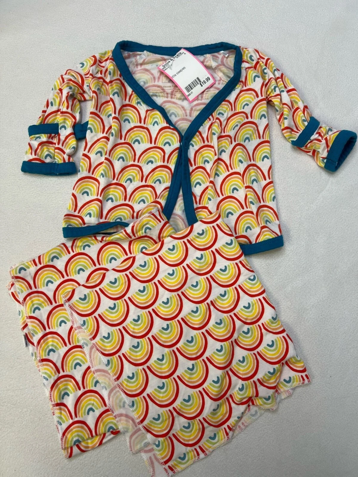 Little Sleepies newborn rainbow top & burp cloths