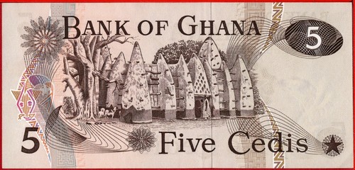 $ GHANA - 5 CEDIS 2.1. 1977 - Prefix L1 - P 15b - UNC; free shipping from 100$ - Picture 3 of 3