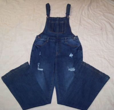 Women's Crazy Train Distressed Denim Overalls - Size M