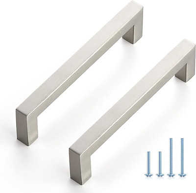 30 Pack Cabinet Handles Square Cabinets Cupboard Handles Brushed Nickel Drawer P