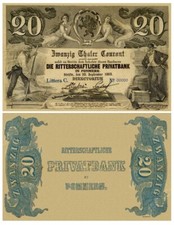 Zwanzig Thaler Courant, Die Ritterschaftliche Privatbank,  1869, Reproduktion