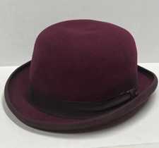 BEAVER BRAND FUR FELT HAT HOMBURG GODFATHER FEDORA MAROON BOWLER SIZE 6 7/8 / 57