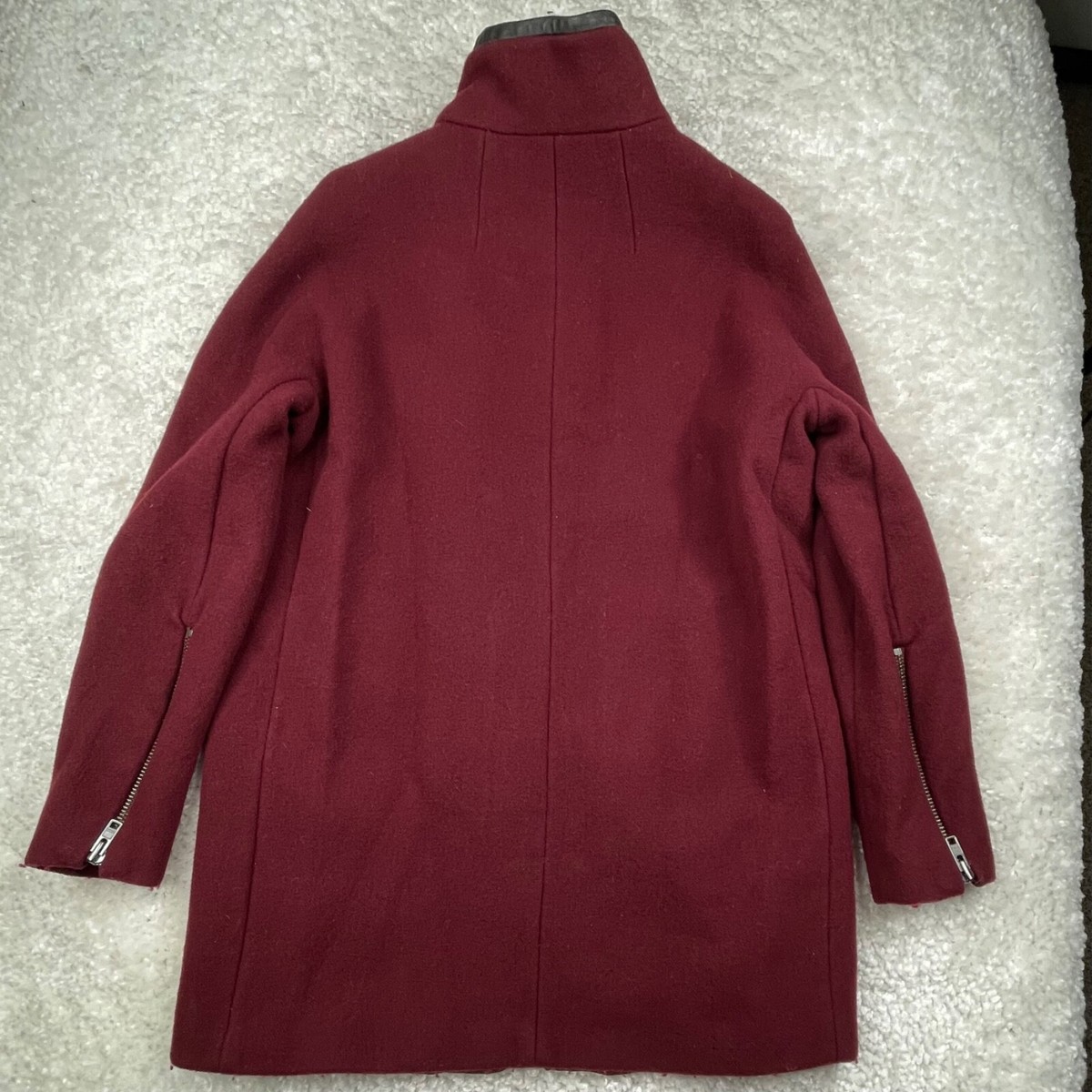 Madewell Jacket Womens 8 Red Coat Wool Blend City Grid Cocoon Full