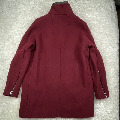 Madewell Jacket Womens 8 Red Coat Wool Blend City Grid Cocoon Full