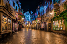 Póster adhesivo de pared de ventana vista 3D Castle Diagon Alley Wizard 651a