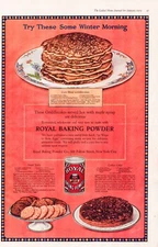 Print Ad Royal Baking Powder 1919 Pancakes Full Magazine Page 11" x 16"