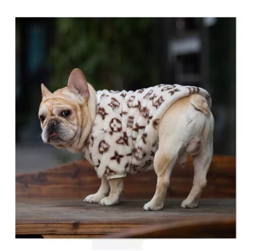 Fall Winter Medium Dog Jacket Faux Fur Designer Inspired Zip Up Jacket - Picture 1 of 6