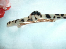 Vintage Snow Leopard Lucite Knot 4" Hair Barrette