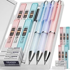  3PCS Pastel Mechanical Pencil Set, 0.9 Mechanical Pencil with 6 Tubes HB 0.9mm