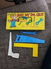 Vintage Busy Boy Tool Chest Metal Box Plus 4 Tools USA