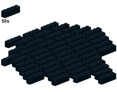LEGO  - Bricks - Black - 3010-04 - 1x4 (50Stk) - Stein - Schwarz
