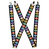 Buckle-Down Suspenders, Painted Sugar Skulls Black Multi Color (Us Import)