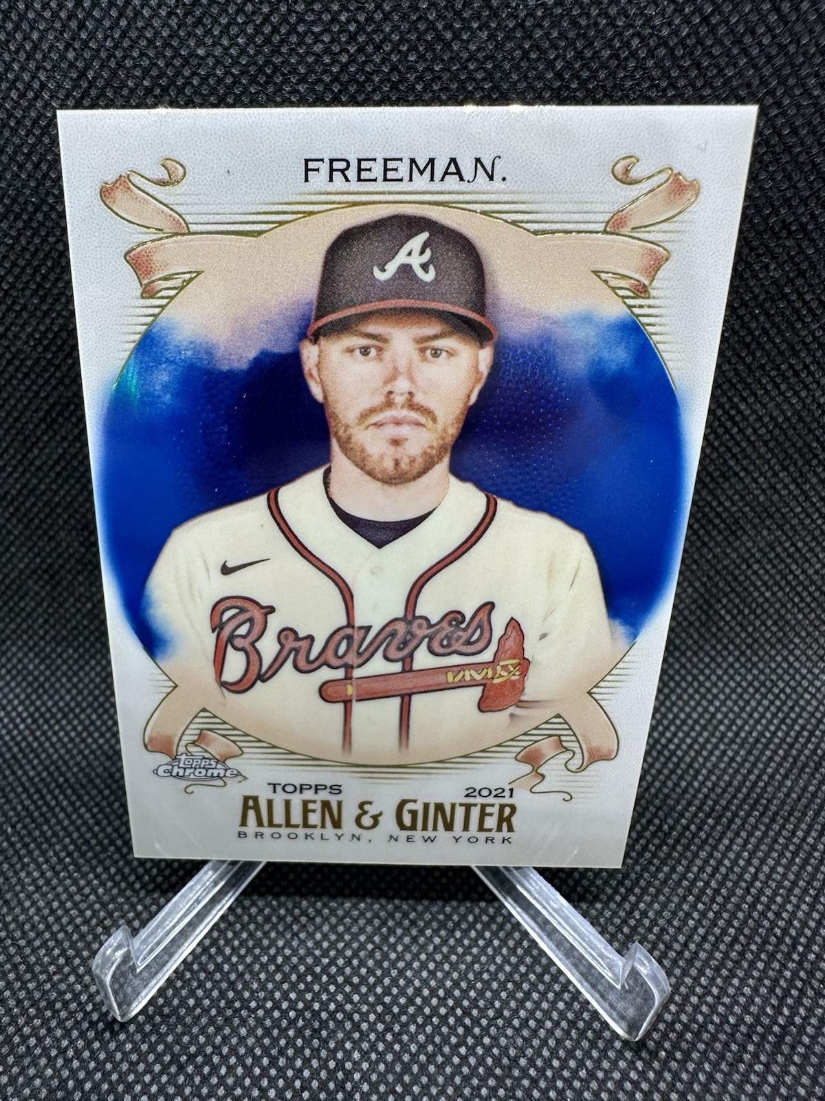 Freddie Freeman 2021 Topps Chrome Allen & Ginter Blue Refractor Card # /150