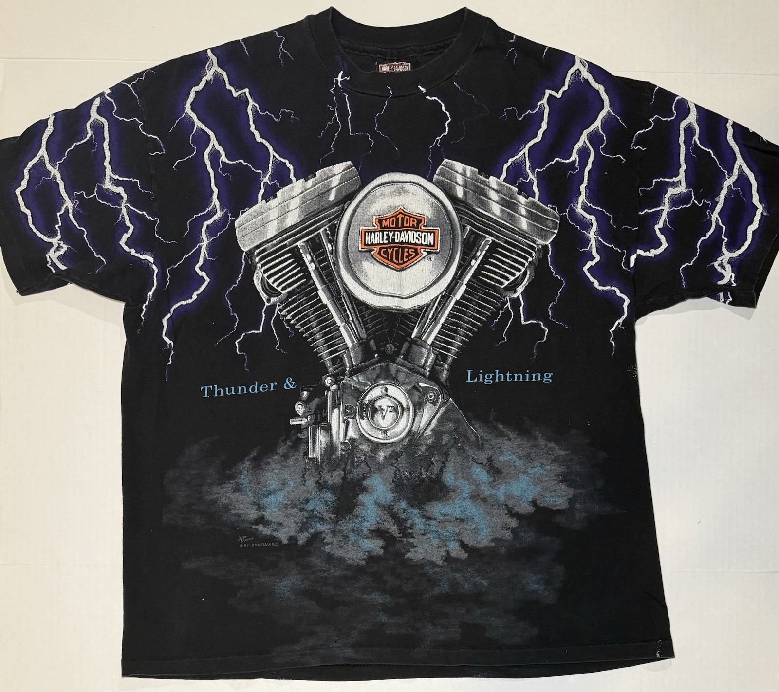 Vintage 1990’s Harley Davidson Motorcycles Thunder & Lightning T-Shirt Men’s XL