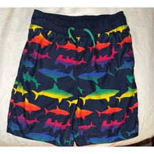 Gap Kids Boys Navy Rainbow Shark Print Swim Trunks Board Shorts Size L 10-12