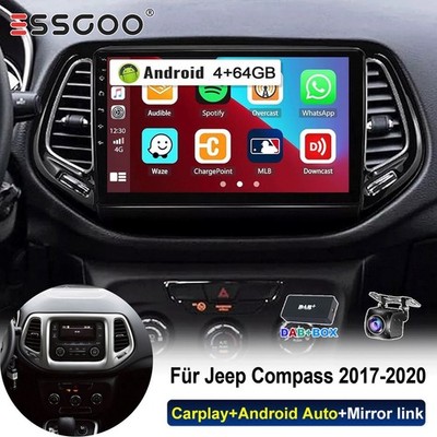 DAB+ Für Jeep Compass 2017-2020 CarPlay Autoradio 4+64GB Android 15 GPS WIFI KAM