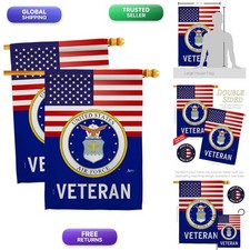 US Air Force Veteran House Flag - 2 pcs Pack - 28 X 40 - Made in USA