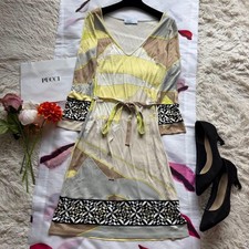 EMILIO PUCCI Dress Knee Length Long Sleeve Beige Patterned Size M 89cm