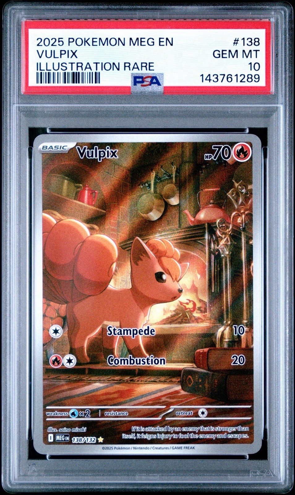 2025 POKEMON MEG EN-MEGA EVOLUTION ILLUSTRATION RARE #138 VULPIX PSA 10