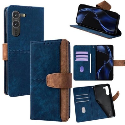 Für Fujitsu Arrows Alpha F-51F Color Stitching Skin Feel Leder RFID Handy Hülle