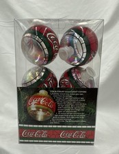 Vtg Coca Cola Christmas Stained Glass Look Light Cover Balls Set of 6 - New 1997