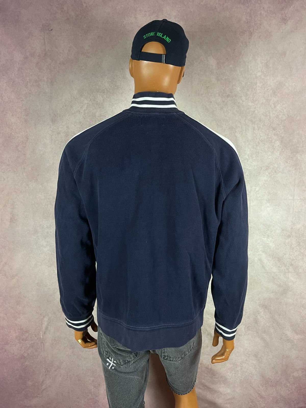 POLO Ralph Lauren Maglia Maglione Giacca Uomo Navy Varsity Pony Vintage Taglia XL