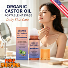 1 3pcs Organic Golden Castor Oil Roll-On with Rose Quartz for Skin,Hair Wrinkle