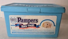 Pampers Baby Fresh Wipes Plastic Container Blue 1998 EMPTY Prop Decor