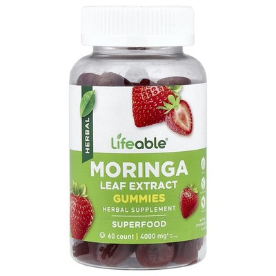 Moringa Leaf Extract Gummies, Natural Strawberry, 60 Gummies (200 mg per Gummy)
