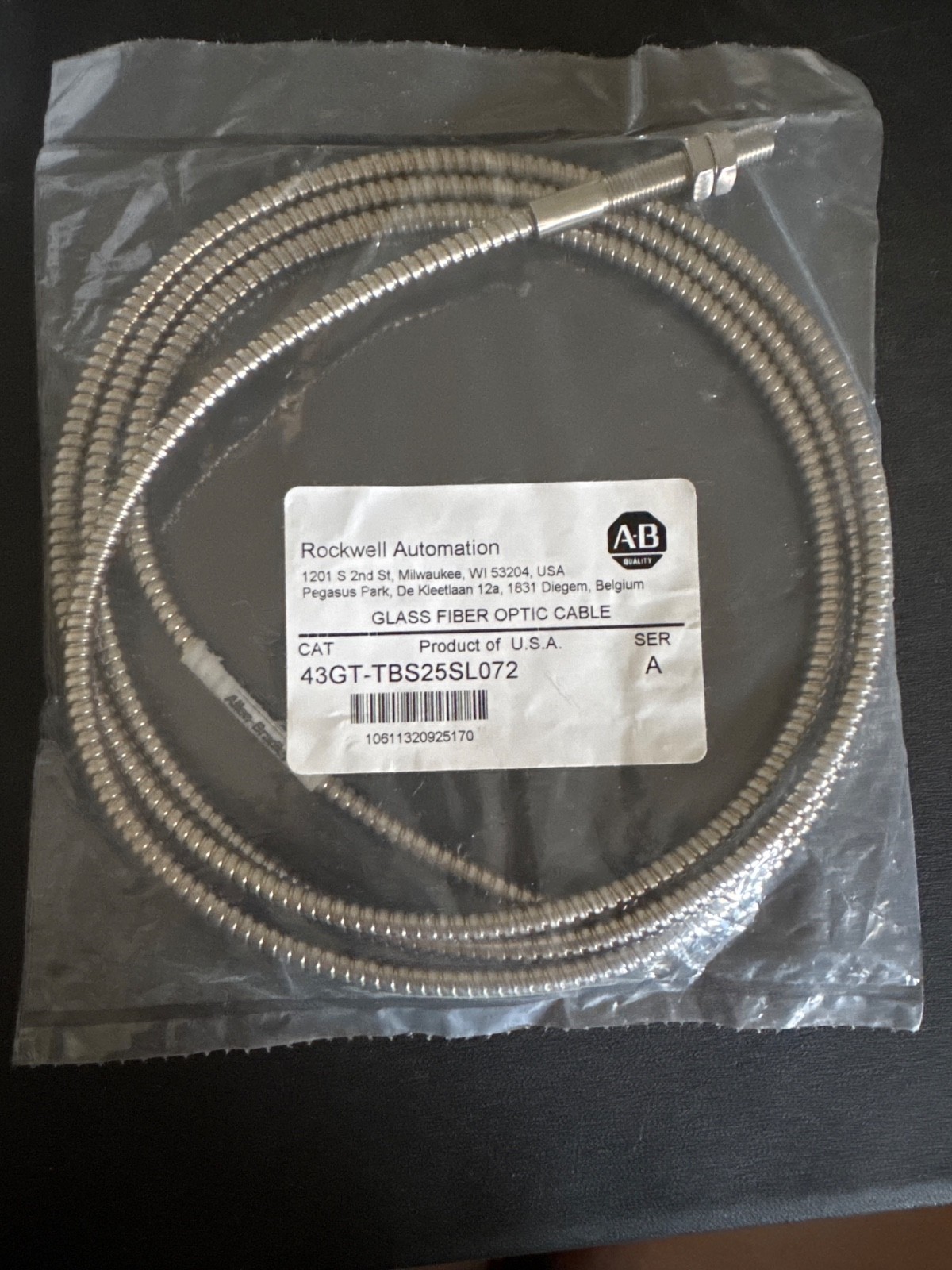 NEW Allen-Bradley 43GT-TBS25SL072 Glass Fiber Optic Cable Rockwell Automation Se