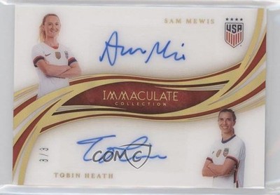 2020 Panini Immaculate Dual Gold 3/3 Samantha Mewis Sam Tobin Heath Auto 1vy
