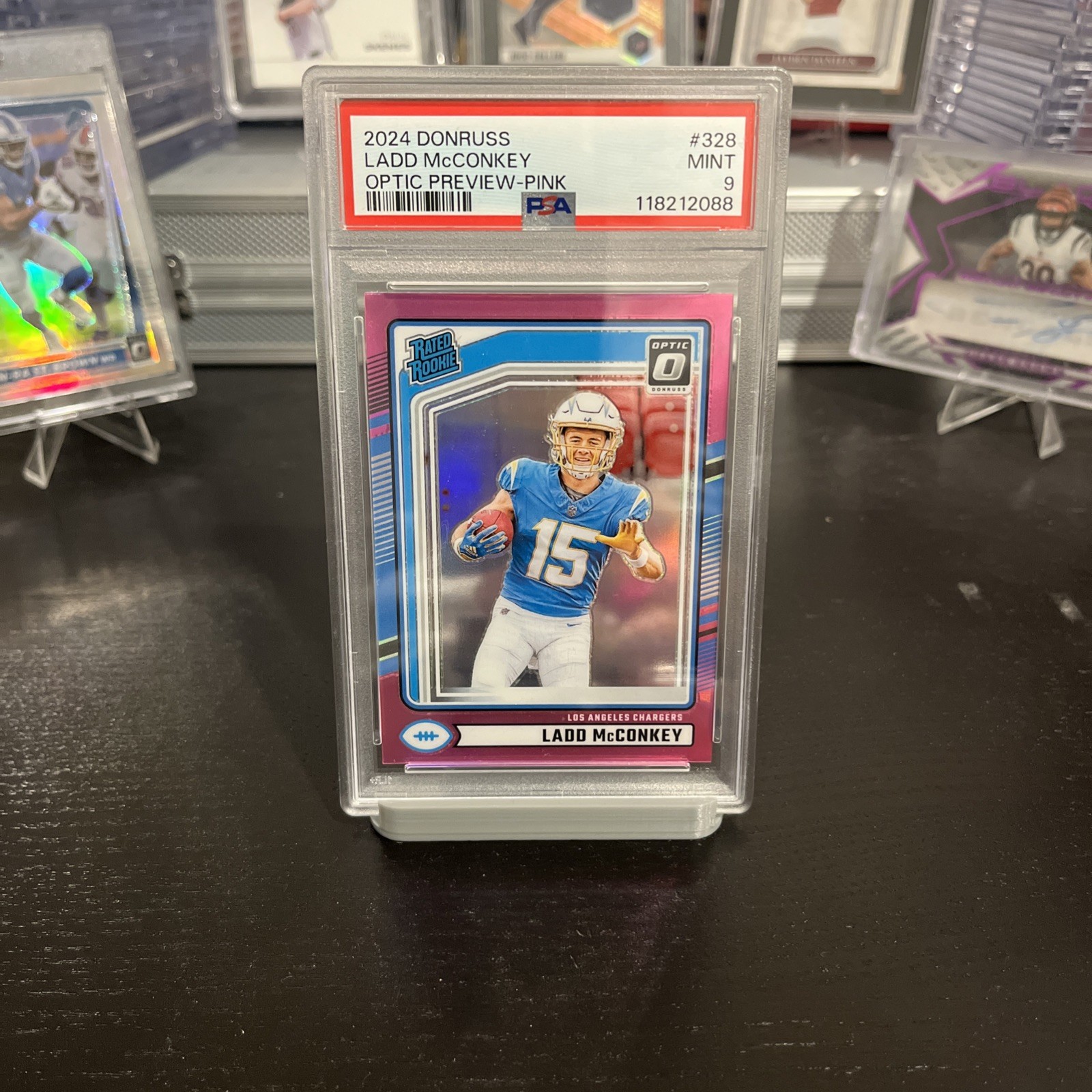 2024 Donruss Optic Preview Pink Prizm Ladd McConkey PSA 9 MINT Rookie RC