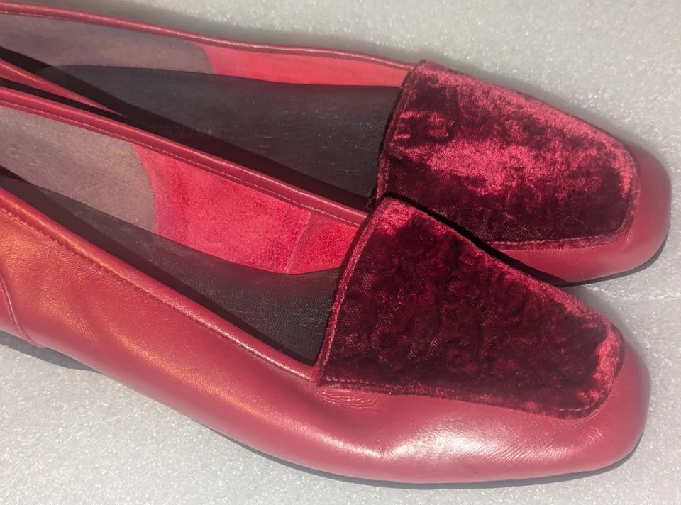 Mocasines planos Enzo Angiolini para mujer talla 8 M rojos cómodos punta cuadrada sin cordones Foto 2 de 4