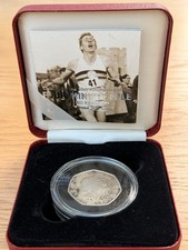 Royal Mint   50th Anniversary Of The Four Minute Mile Silver Proof 50p Coin