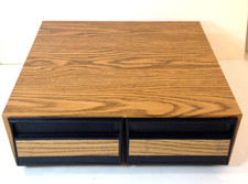 Vintage VHS 2 Drawer Video Cassette Wood Grain Storage Case Holds 24 Tapes