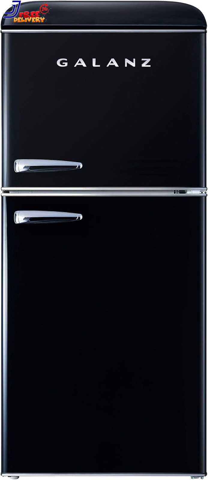 Dual Door Freezer Refrigerator 4.0 Cu Ft Black