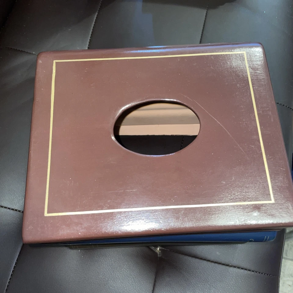 Vintage Ceramic Faux Alternating Classics Books Tissue Box Cover Holder - Image 2 of 4