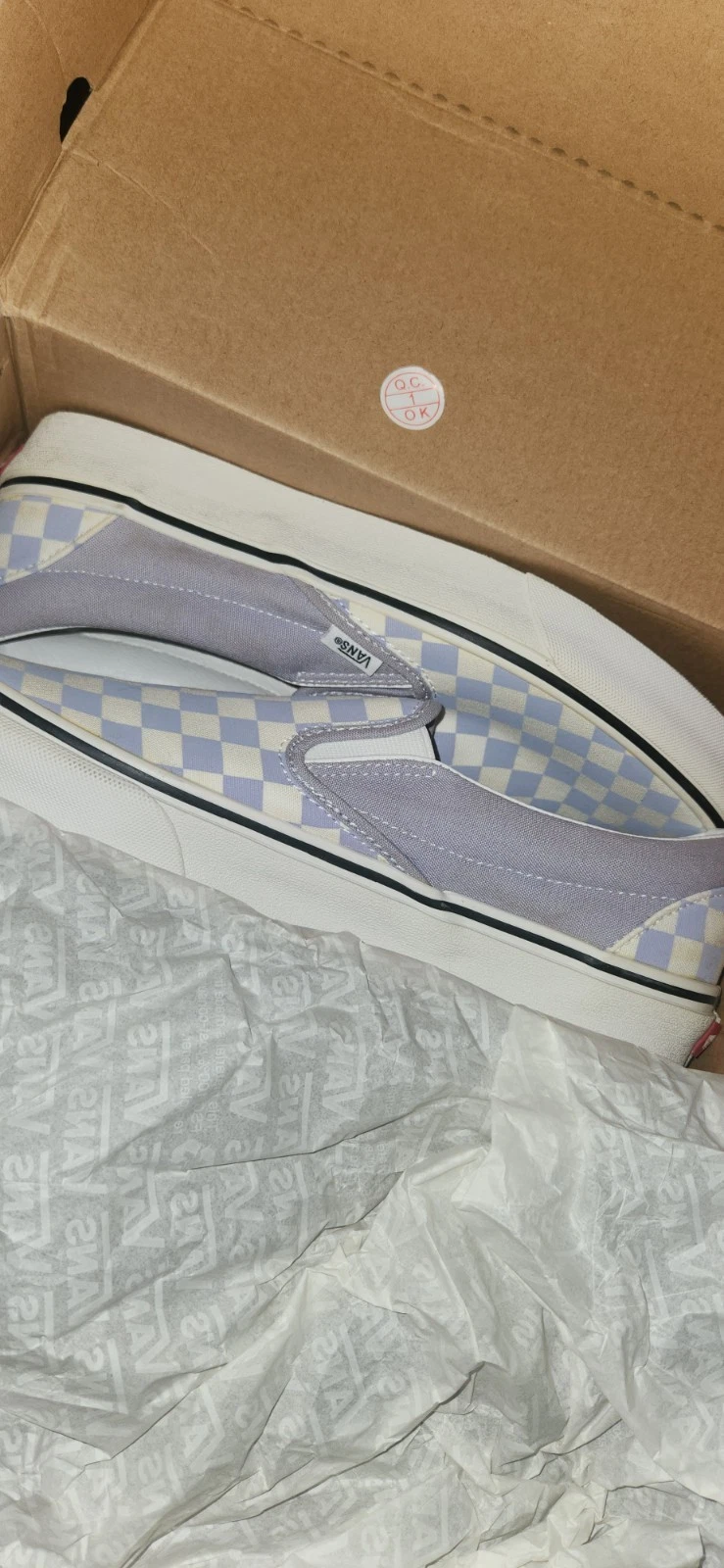 VANS Furgoni slip on a scacchi lavanda
