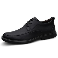 Men's Lace Up Leather Formal Shoes Round Toe Business Casual Leisure Dress Shoes