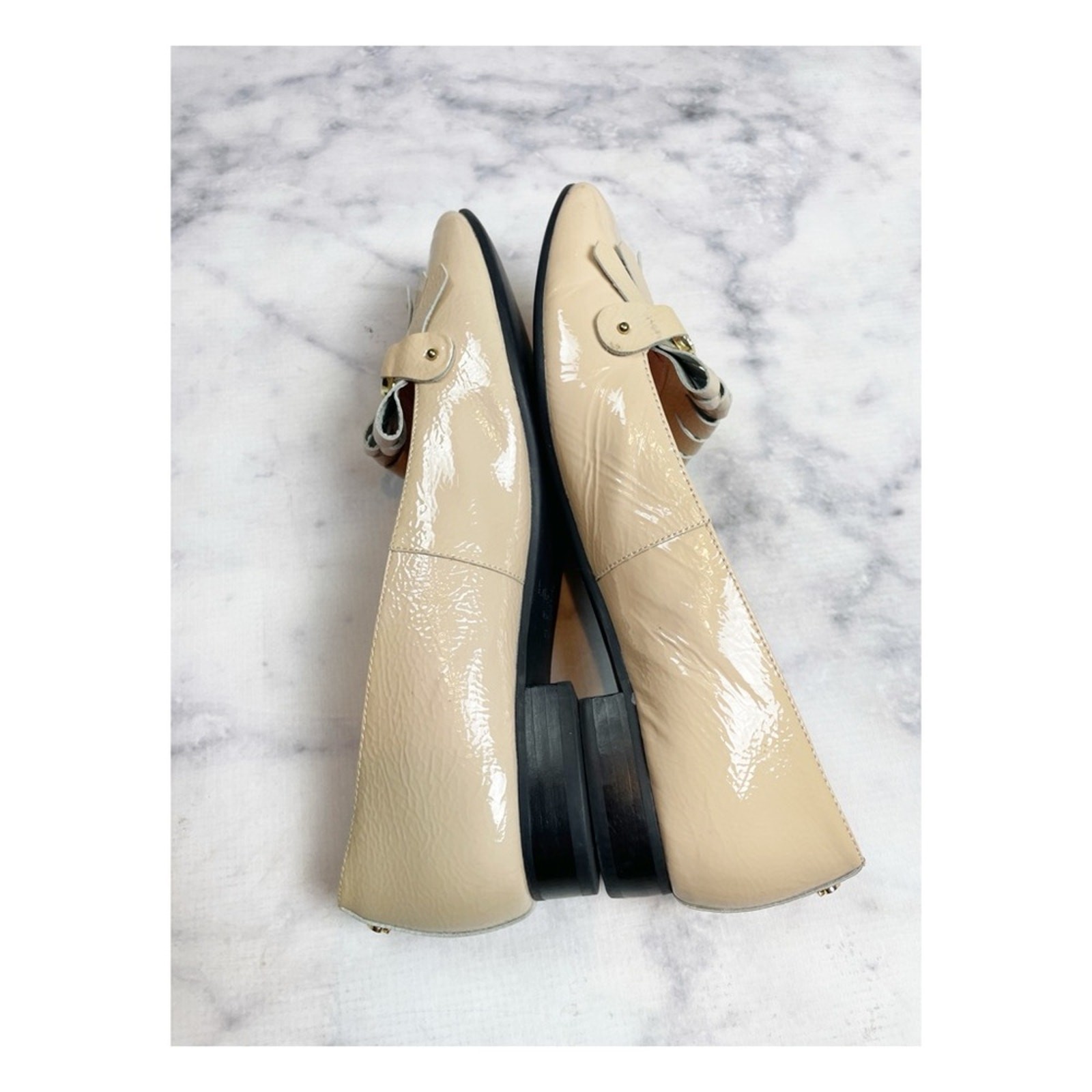 Kate Spade Brie Nude Patent Leather Kiltie Fringe Loafer Flats Classic Sz 7.5 thumbnail 6